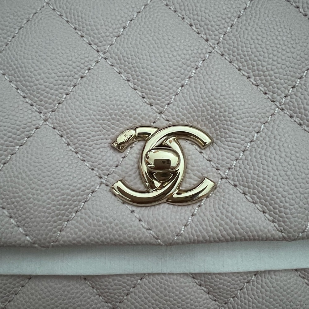 RARE 20A 2020 Chanel lilac small coco top handle pink shoulder bag - Picture 12 of 15